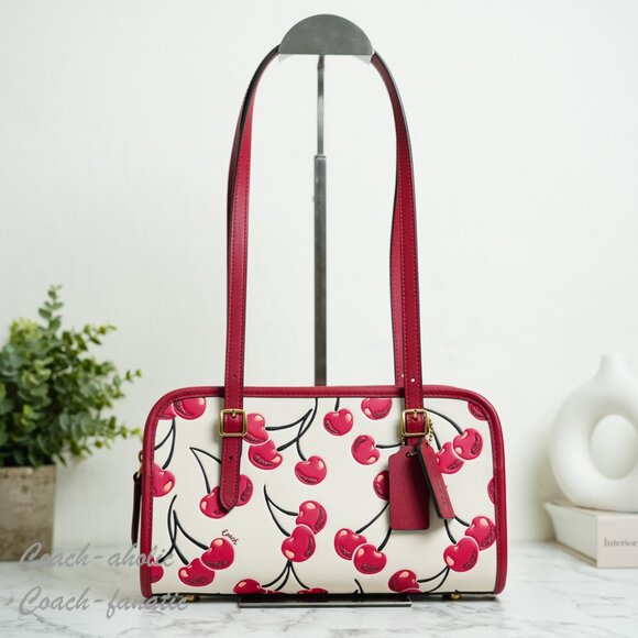 Coach CZ494 Swing Zip Shoulder Bag With Cherry Print NWT